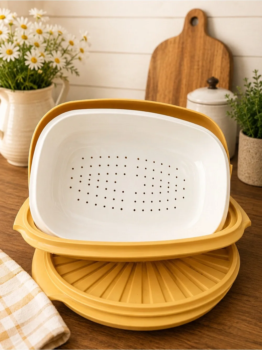 Vintage 1970's Tupperware complete Harvest Gold Steamer